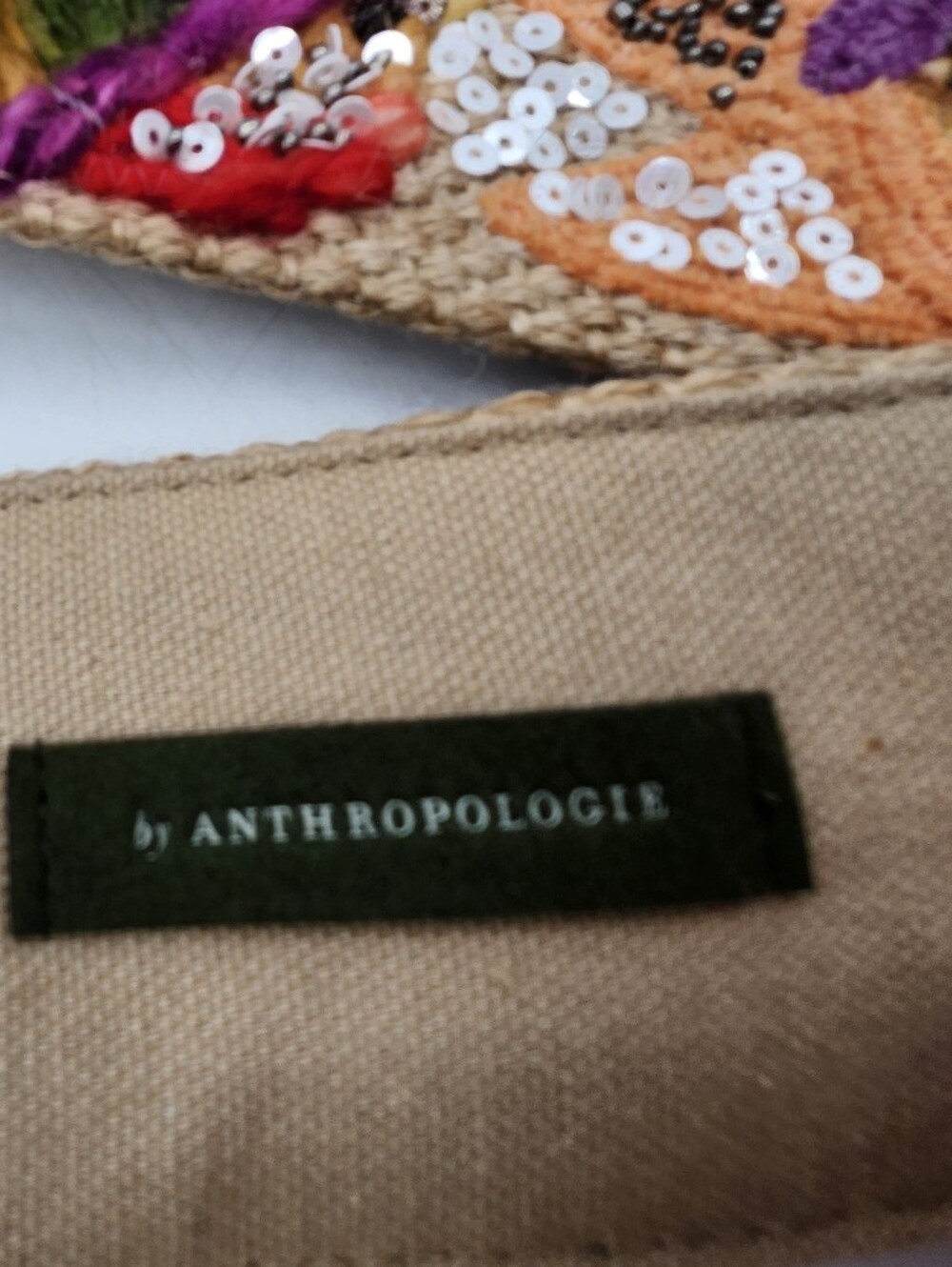 Anthropologie Multicolor Embroidered Sequin Hobo Strap - Peach Base - Picture 4 of 5